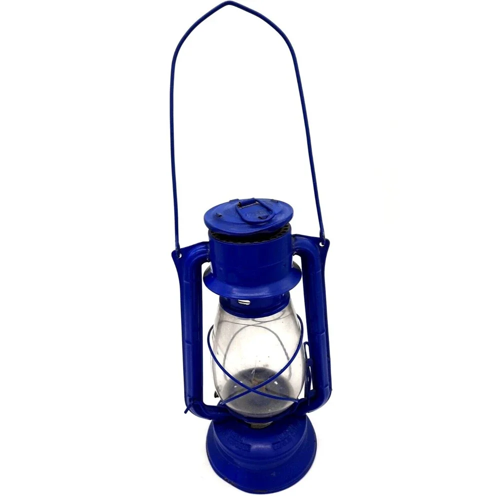 Vintage Meva 865 Blue Parrafin Oil Lamp Czech Republic